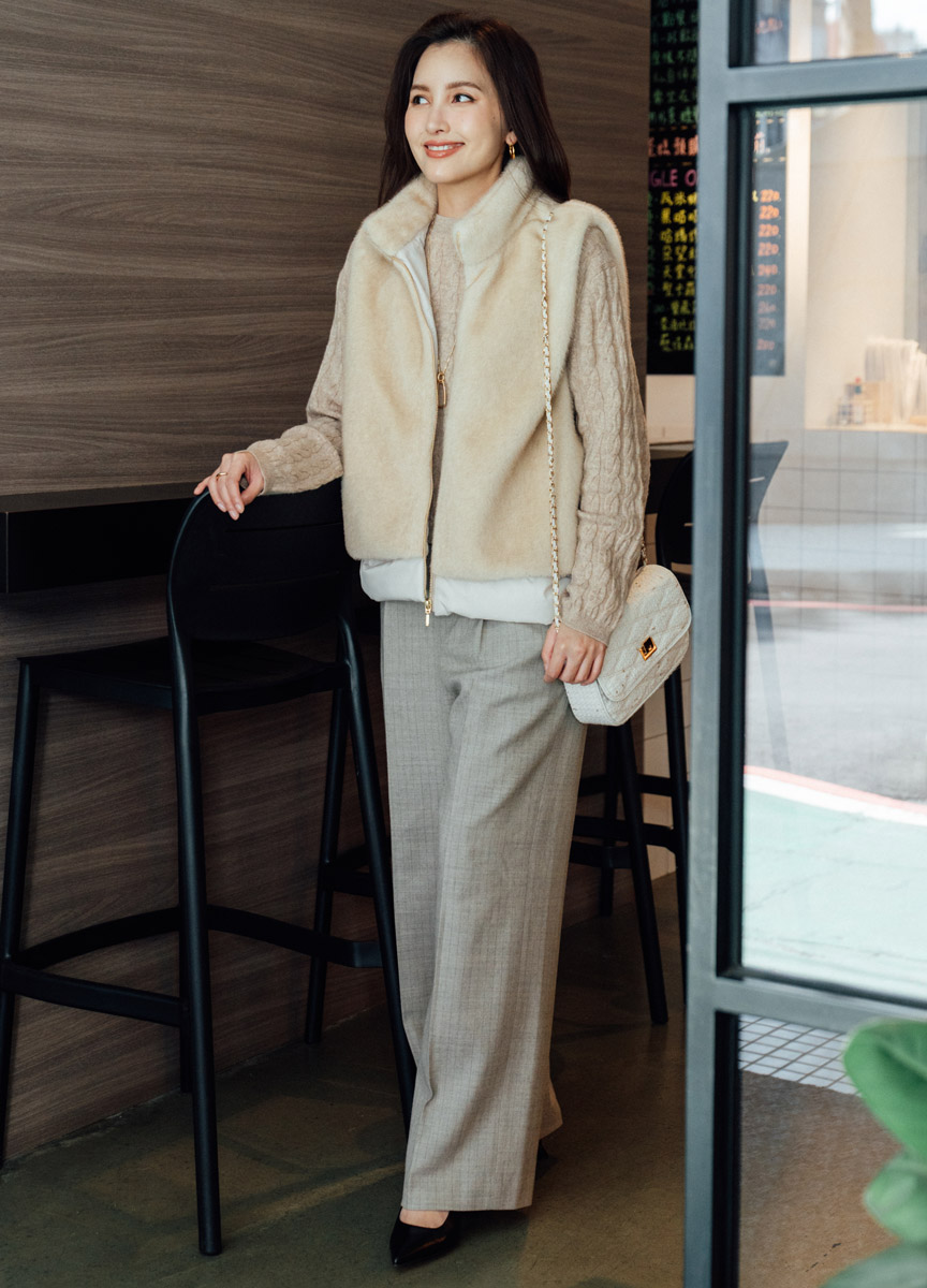 圓領麻花針織衫